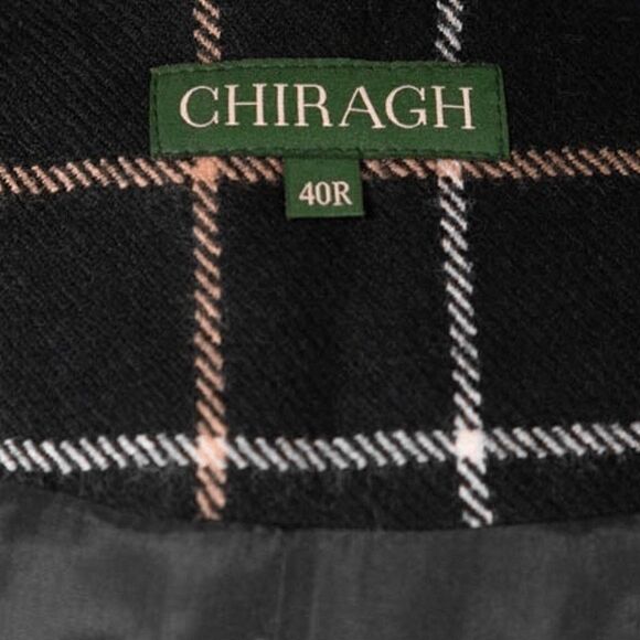 Mens Waistcoat Suit Lapel Vest 40R Black Beige Plaid Check Wool Formal Wedding - Picture 3 of 9